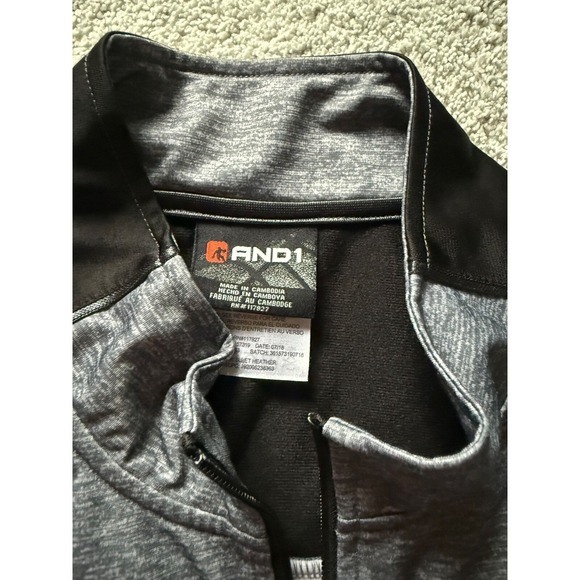 AND1 Sleet Heather Grey/Black Lightweight Active Full Zip Jacket Mens Size 2XL - Picture 2 of 6